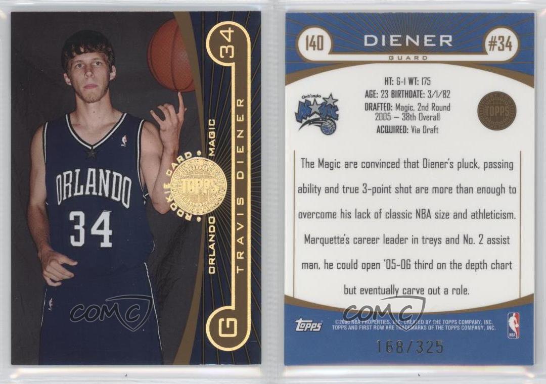 2005-06 Topps First Row Gold Rainbow /325 Travis Diener #140 Rookie RC - Picture 3 of 3