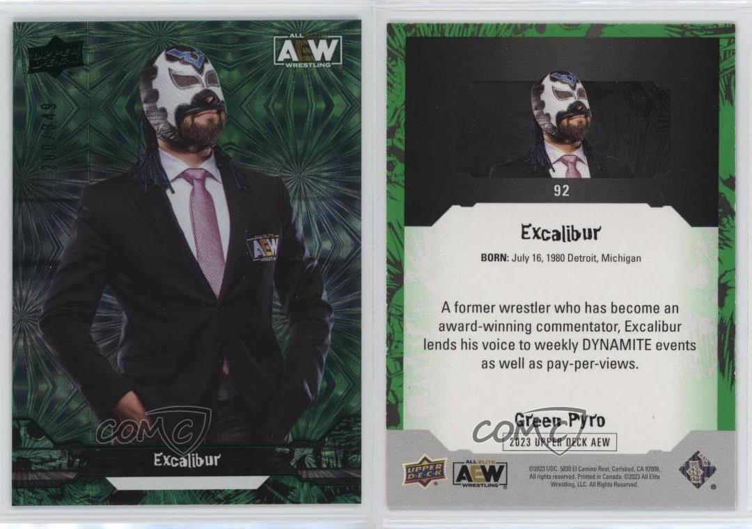 2023 Upper Deck AEW All Elite Wrestling Crew Green Pyro /349 Excalibur #92