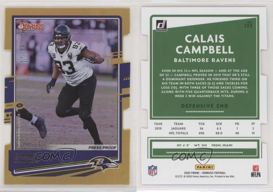 CALAIS CAMPBELL 2020 PANINI DONRUSS FOOTBALL #129 BALTIMORE RAVENS