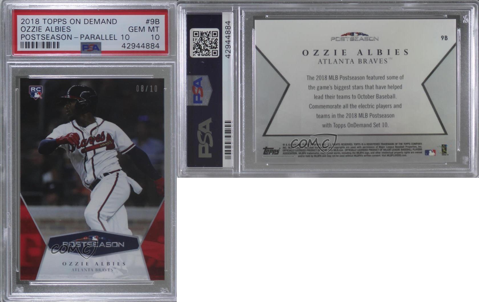 2018 Topps On Demand MLB Postseason Red /10 Ozzie Albies PSA 10 GEM MT Rookie RC - Picture 3 of 3