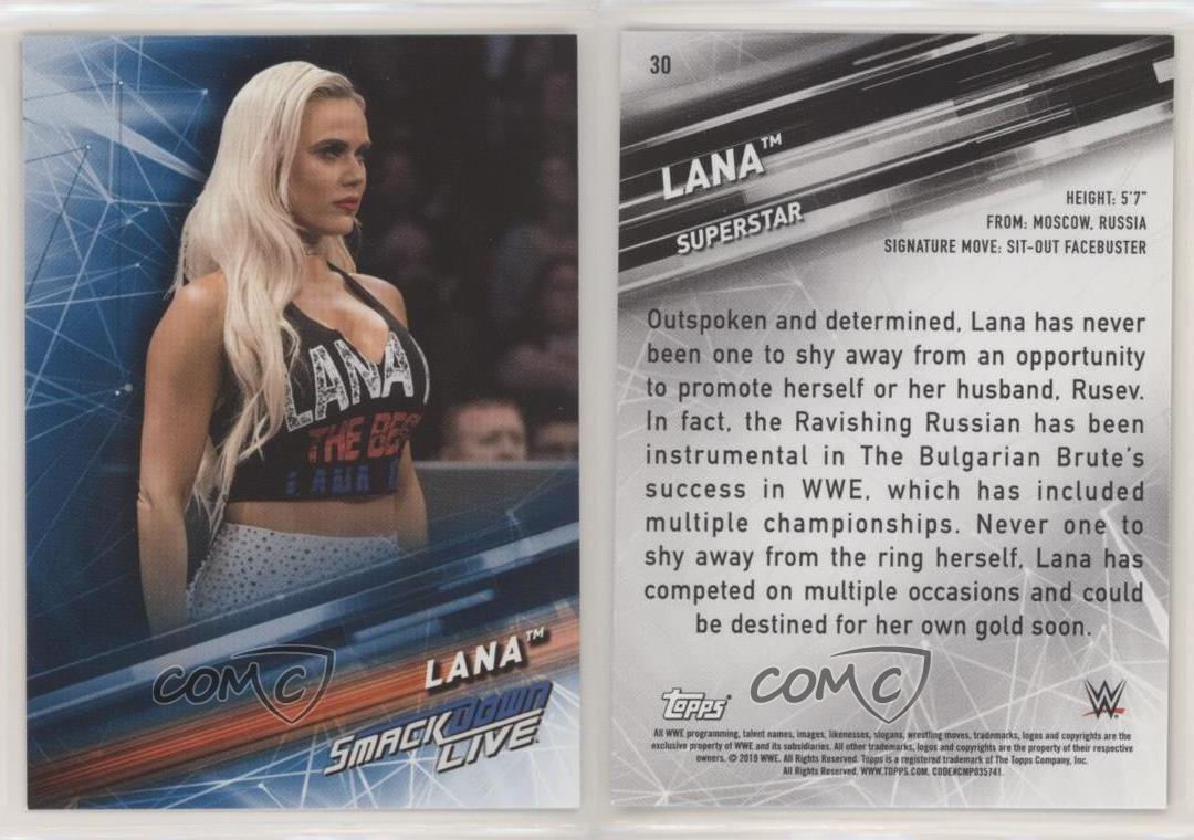 2019 Topps WWE Smackdown Live #30 Lana Wrestling Trading Card 