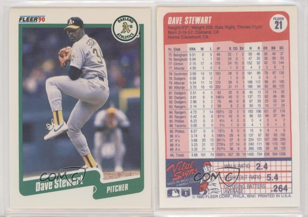  1990 Fleer Baseball Card #21 Dave Stewart