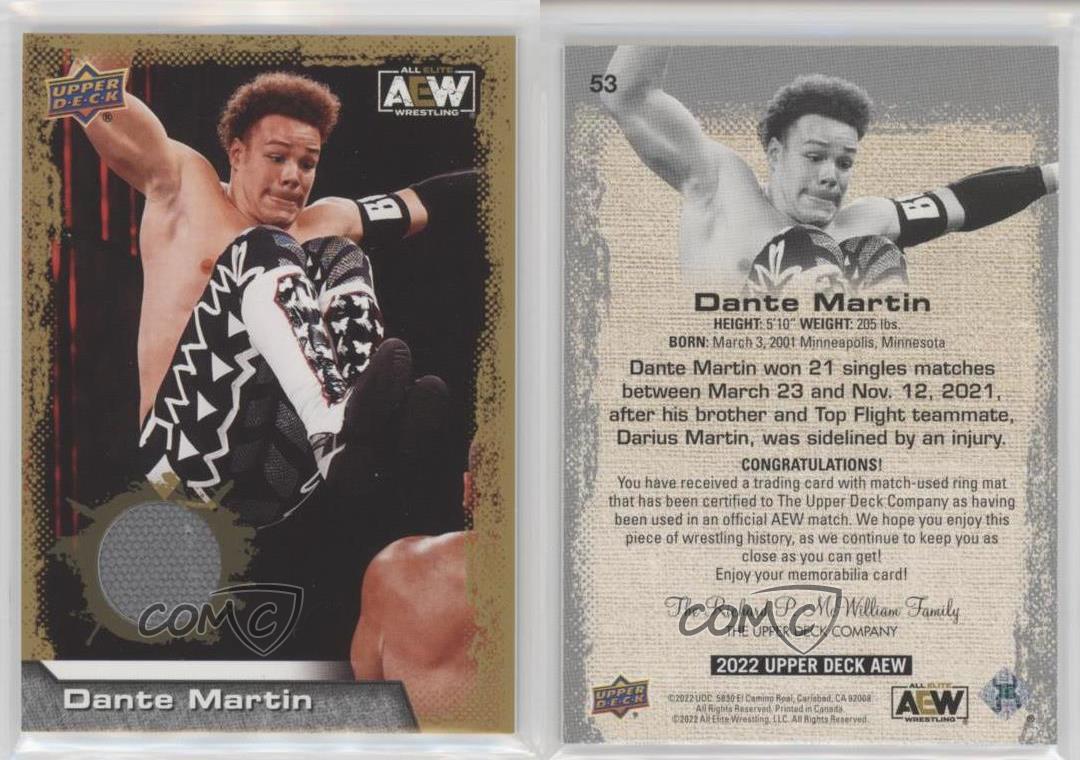 2022 Upper Deck AEW All Elite Wrestling Gold Mat Relics Dante Martin Rookie RC