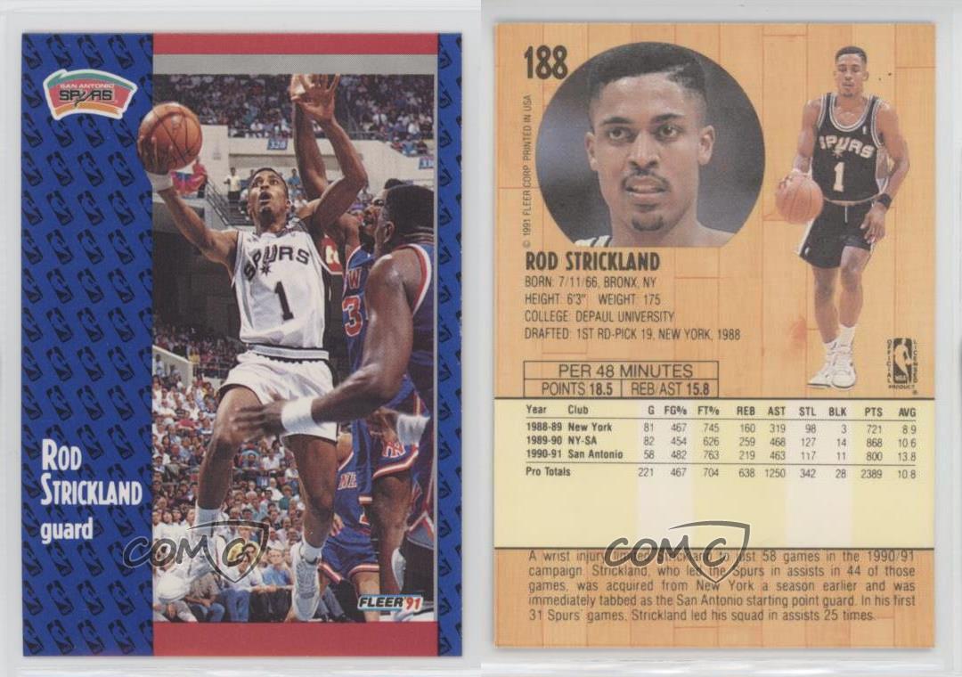 1991-92 Fleer #188 Rod Strickland San Antonio Spurs Basketball Card | eBay