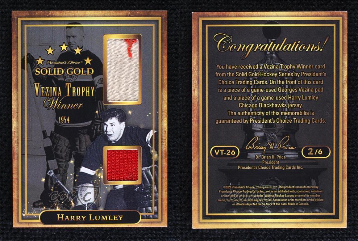 Vainqueur Trophée Or Massif Choix du Président vendu 2022 /6 Georges Vezina Harry Lumley