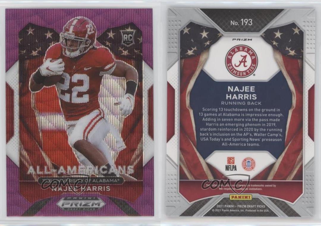 Najee Harris 2021 Panini Prizm Draft Picks All-Americans Purple Wave Rookie  Parallel