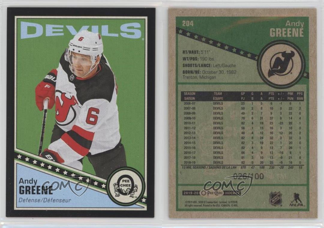  2019-20 O-Pee-Chee #204 Andy Greene New Jersey Devils