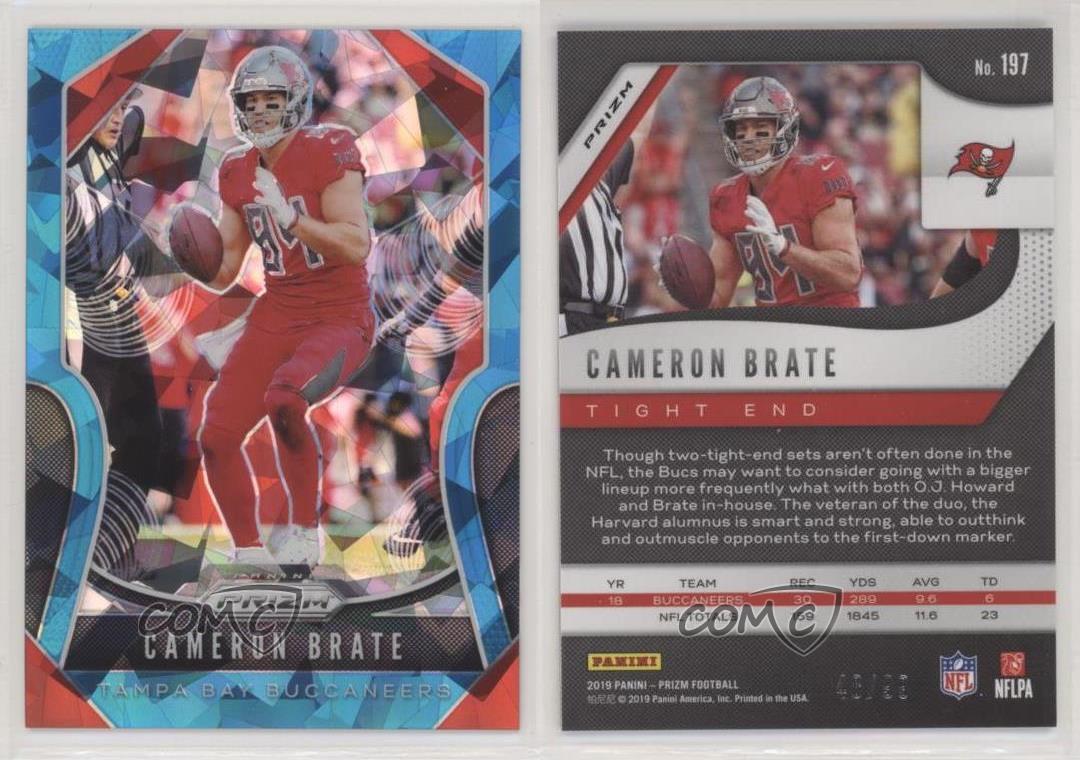 2019 Panini Prizm Blue Ice Prizm /99 Cameron Brate #197 - Picture 4 of 4