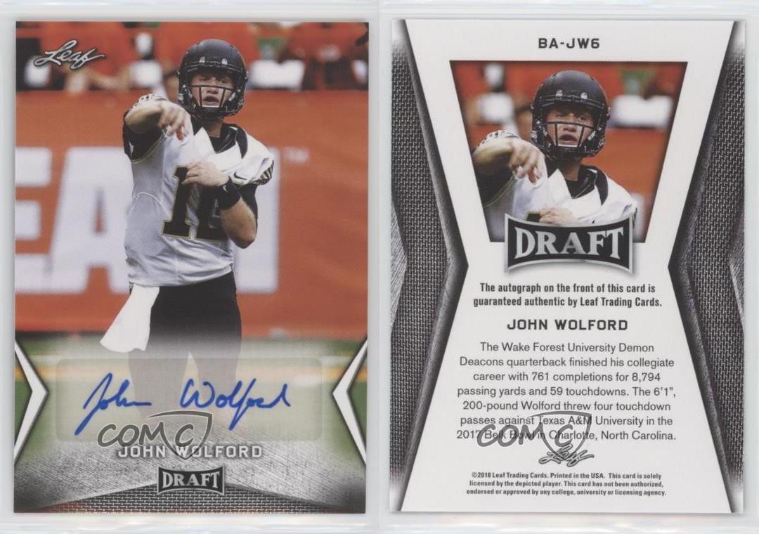 2018 Rams John Wolford Leaf Gold Auto Card No.BA-JW6