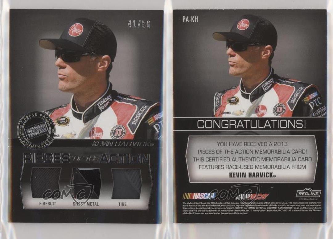 2013 Press Pass Redline Pieces of the Action Silver /50 Kevin Harvick #PA-KH - Picture 3 of 3