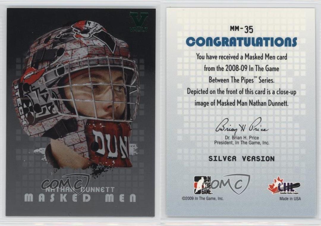 2008-09 ITG Between the Pipes Men Silver Vault Emerald Nathan Dunnett #MM-35