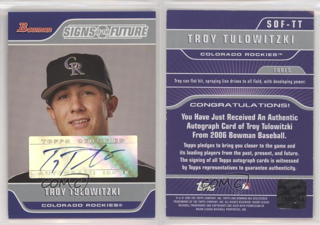 2006 Bowman Signs of the Future Troy Tulowitzki Rookie Autograph #SOFTT  *75868