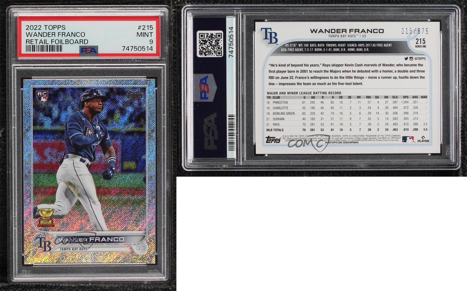 2022 Topps Series 1 Retail Foilboard /875 Wander Franco PSA 9 MINT Rookie RC - Picture 3 of 3