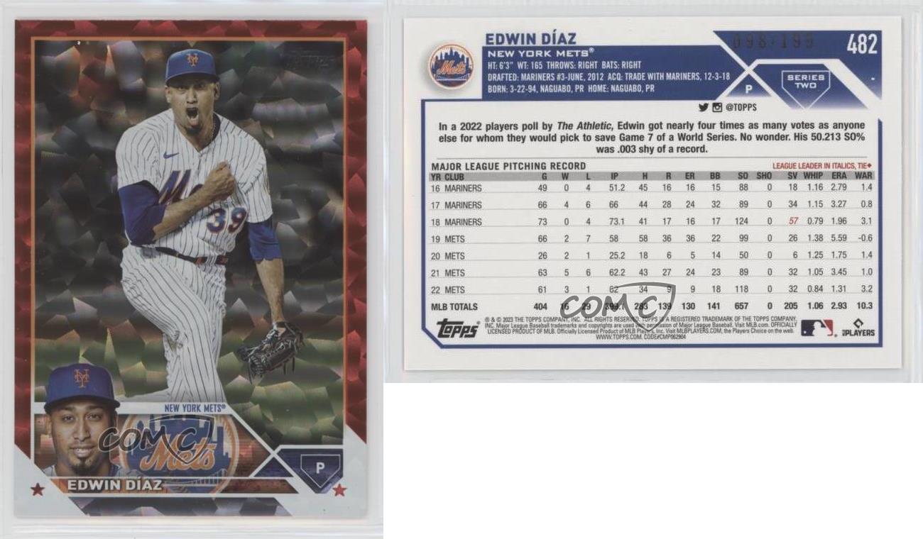 Edwin Diaz 2023 Topps Baseball card Series Two Base #482 New York Mets