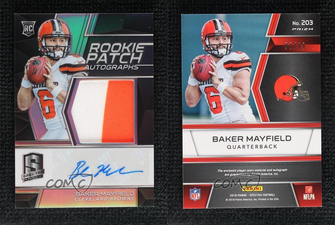 2018 économies Panini Spectra /99 Baker Mayfield #203 RPA Rookie Patch Auto RC