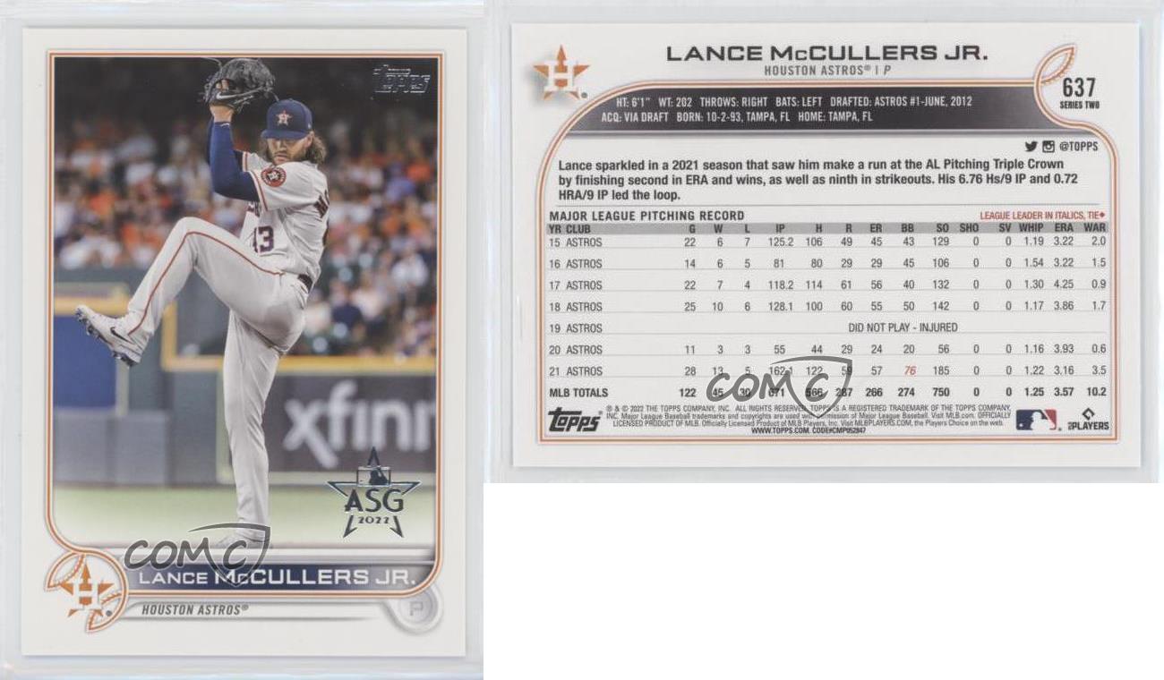 2022 Topps Series 2 #637 Lance McCullers Jr. - Houston Astros BASE BASEBALL  CARD