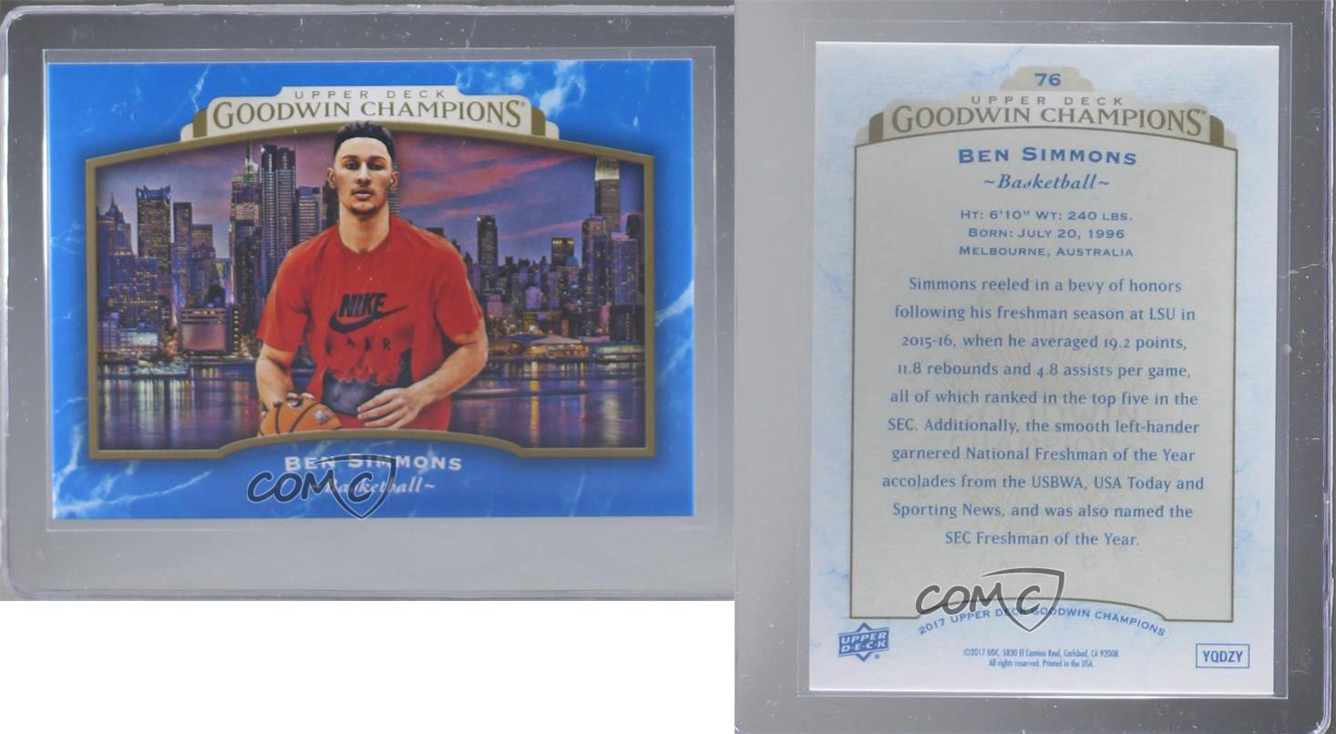 2017 Upper Deck Goodwin Champions Royal Blue Ben Simmons #76 Rookie Card