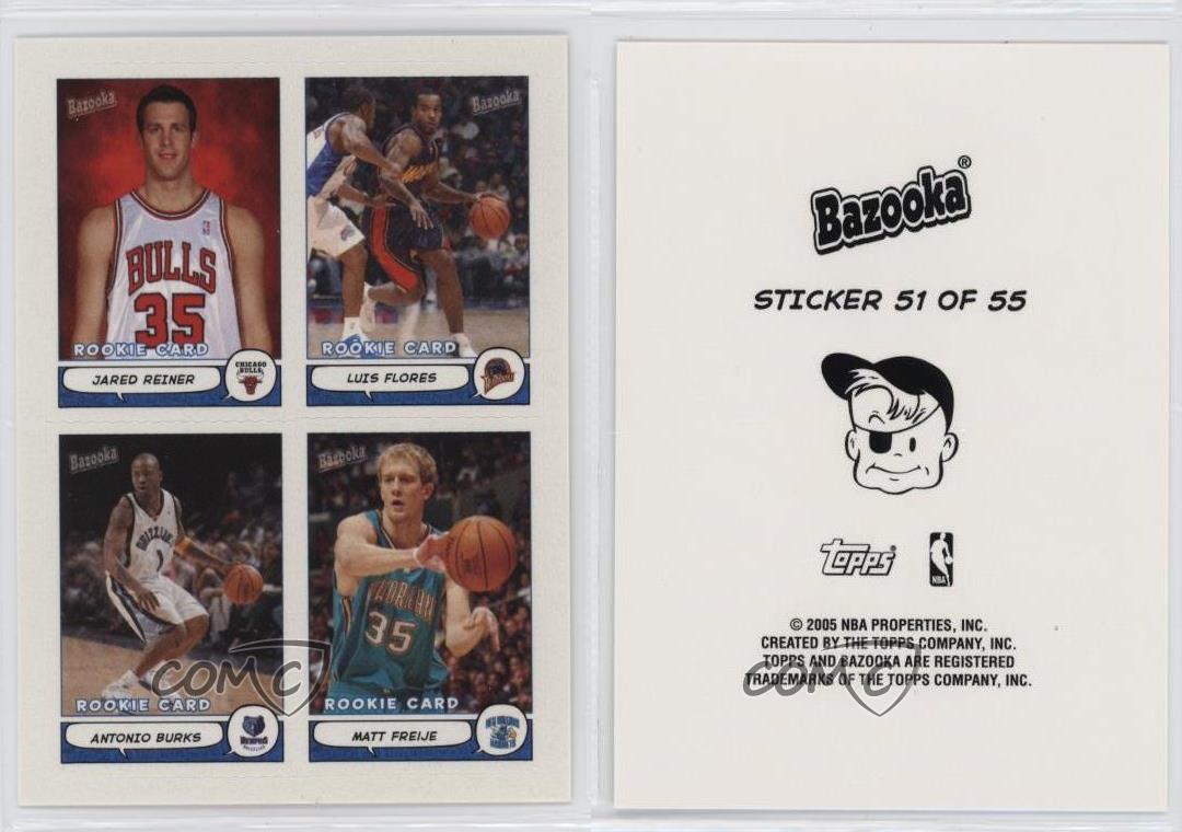 2004-05 Bazooka 4-on-1 Stickers Jared Reiner Luis Flores Antonio Burks Rookie RC - Picture 4 of 4