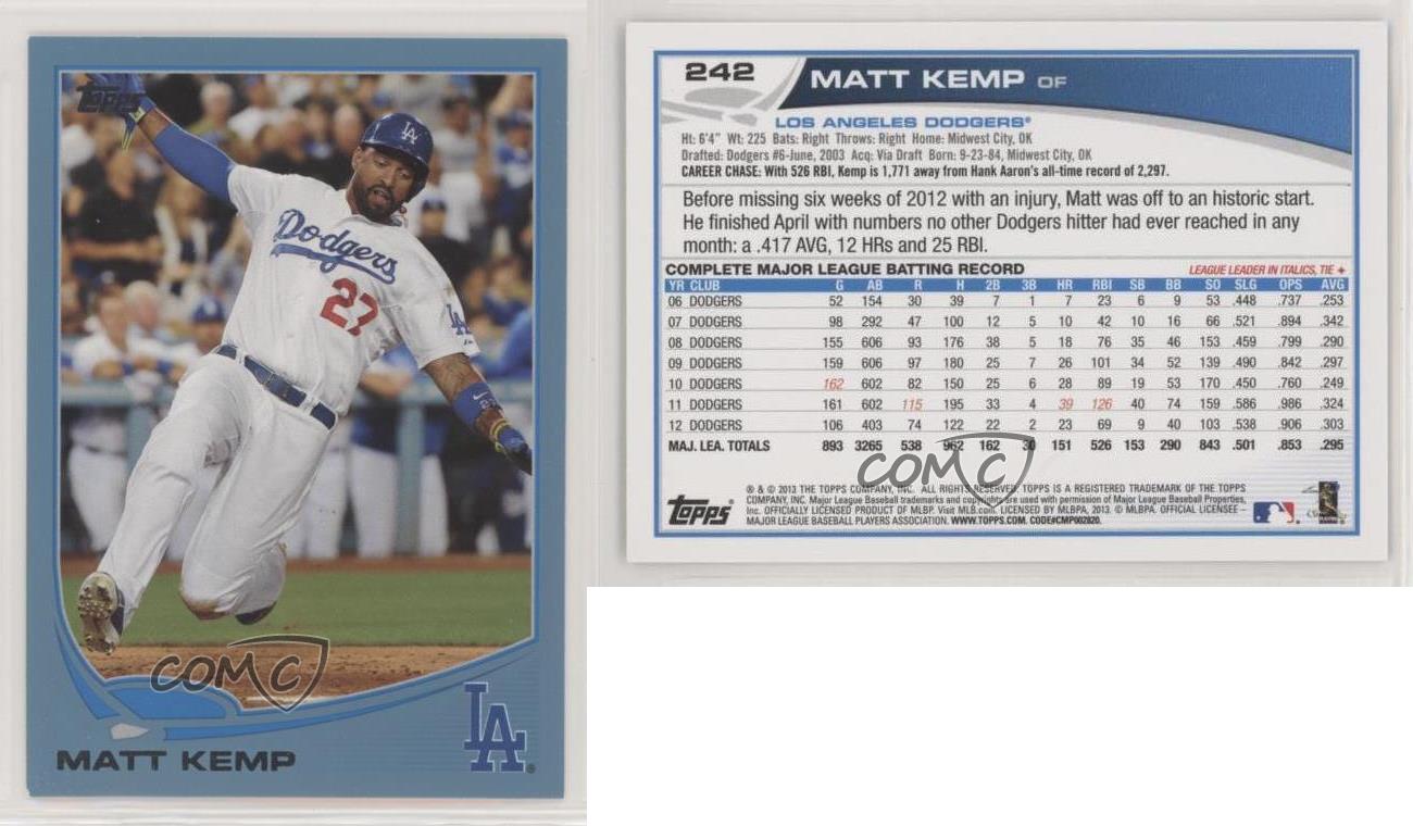 2013 Topps #242 Matt Kemp, Dodgers nm