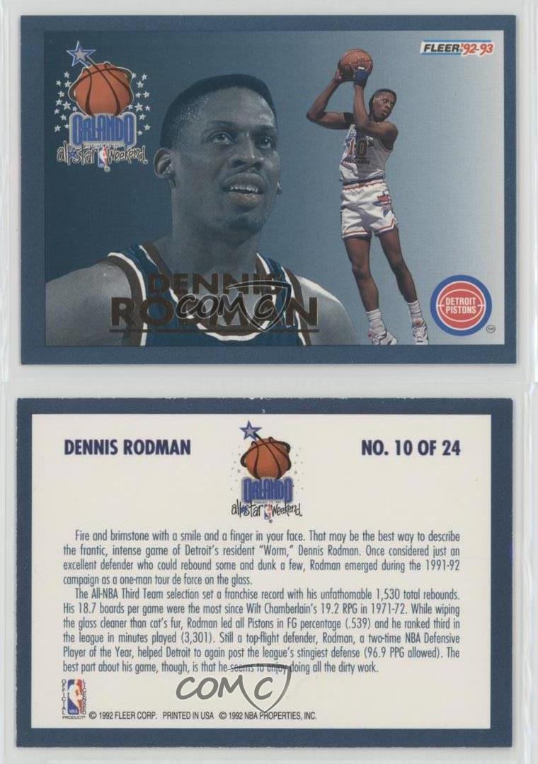 1992-93 Fleer All-Stars #10 Dennis Rodman Detroit Pistons Basketball ...