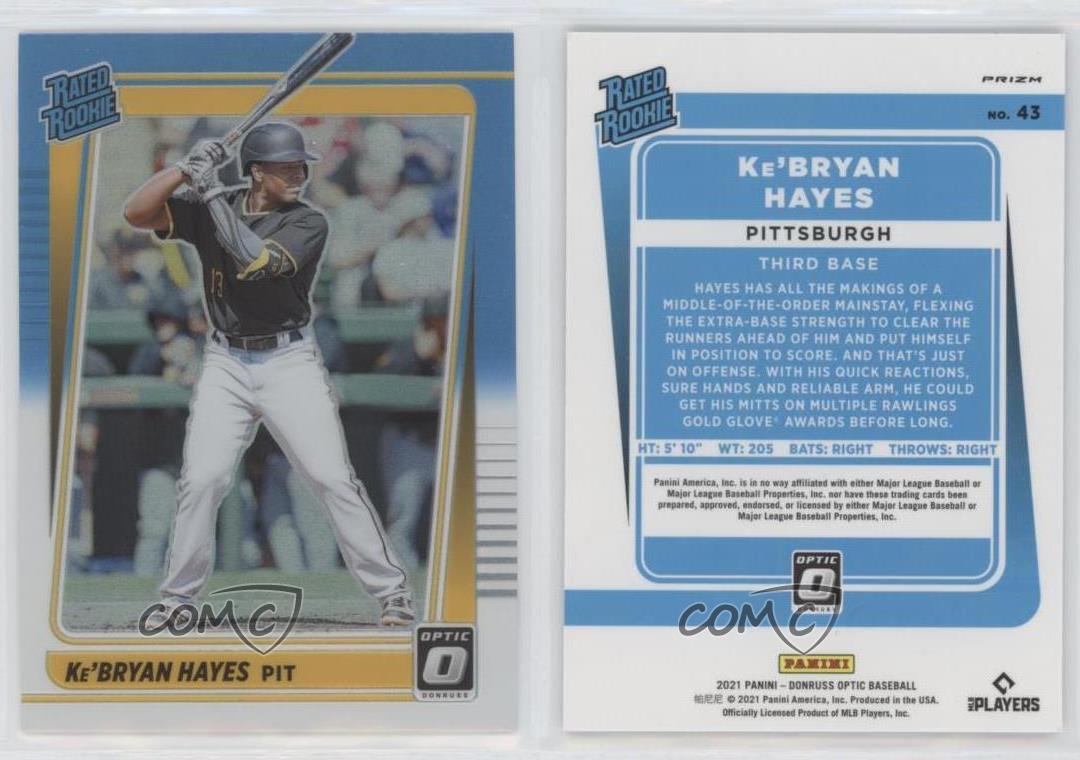 At Auction: 2021 Donruss Optic Blue White Prizm Rated Rookie Ke'Bryan Hayes  RC