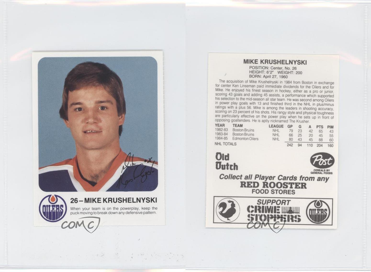 1985-86 Red Rooster Edmonton Oilers Mike Krushelnyski #26 eBay