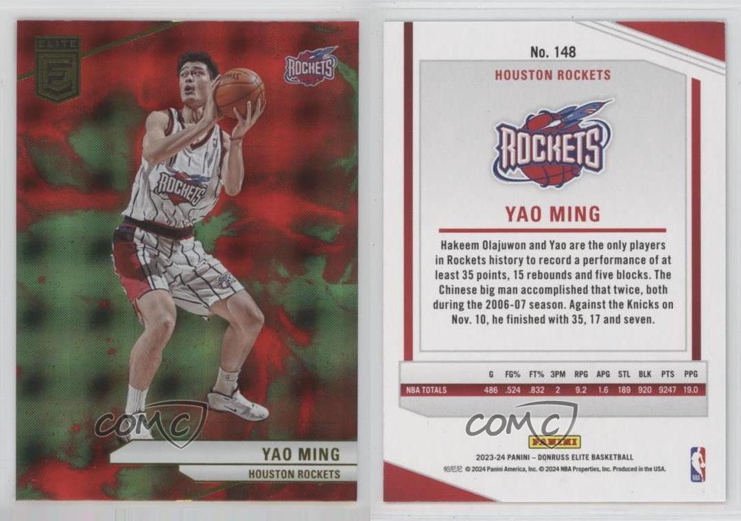 Donruss Elite Hyper Red & Green International Yao Ming #148 Salón de la fama 2023-24 - Imagen 3 de 3