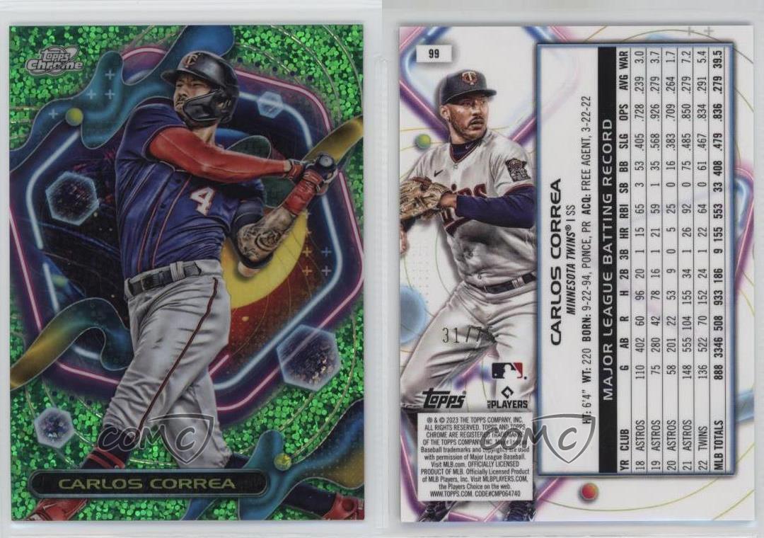 2023 Topps Cosmic Chrome Green Space Dust Refractor /75 Carlos Correa #99