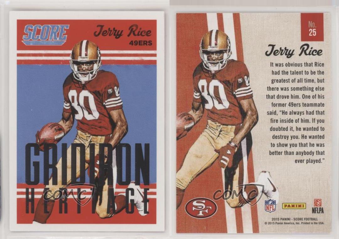 Jerry Rice 2015 Score Gridiron Heritage Football Card #25 - San Francisco  49ers at 's Sports Collectibles Store