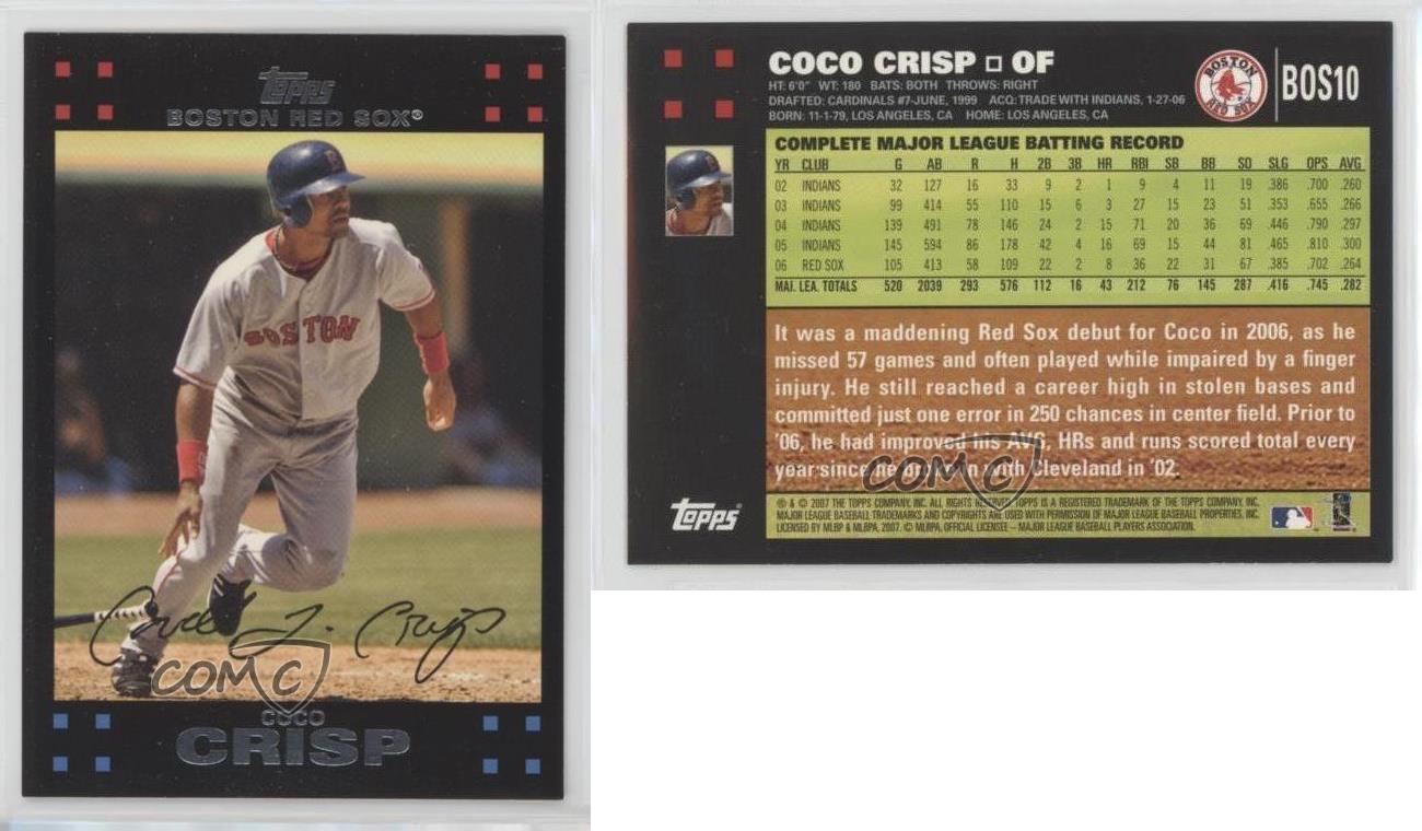  2007 Topps Coco Crisp Baseball Card #BOS10 Coco Crisp :  Collectibles & Fine Art