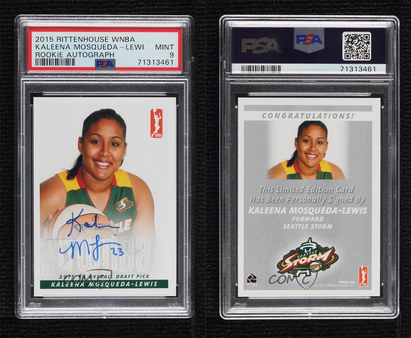 2015 Rittenhouse WNBA Auto Kaleena Mosqueda-Lewis PSA 9 MINT Rookie Auto RC - Picture 3 of 3