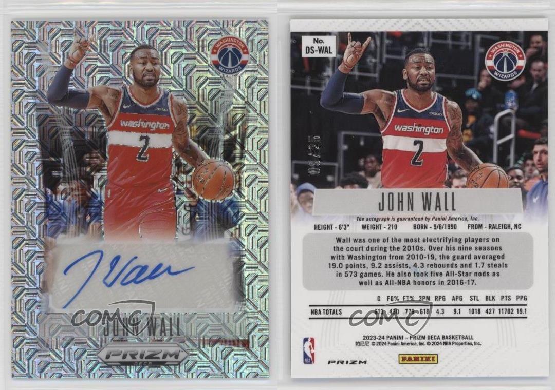 2023-24 Panini Prizm Deca Firme Mojo Prizm /25 John Wall #DS-WAL Auto - Foto 3 di 3