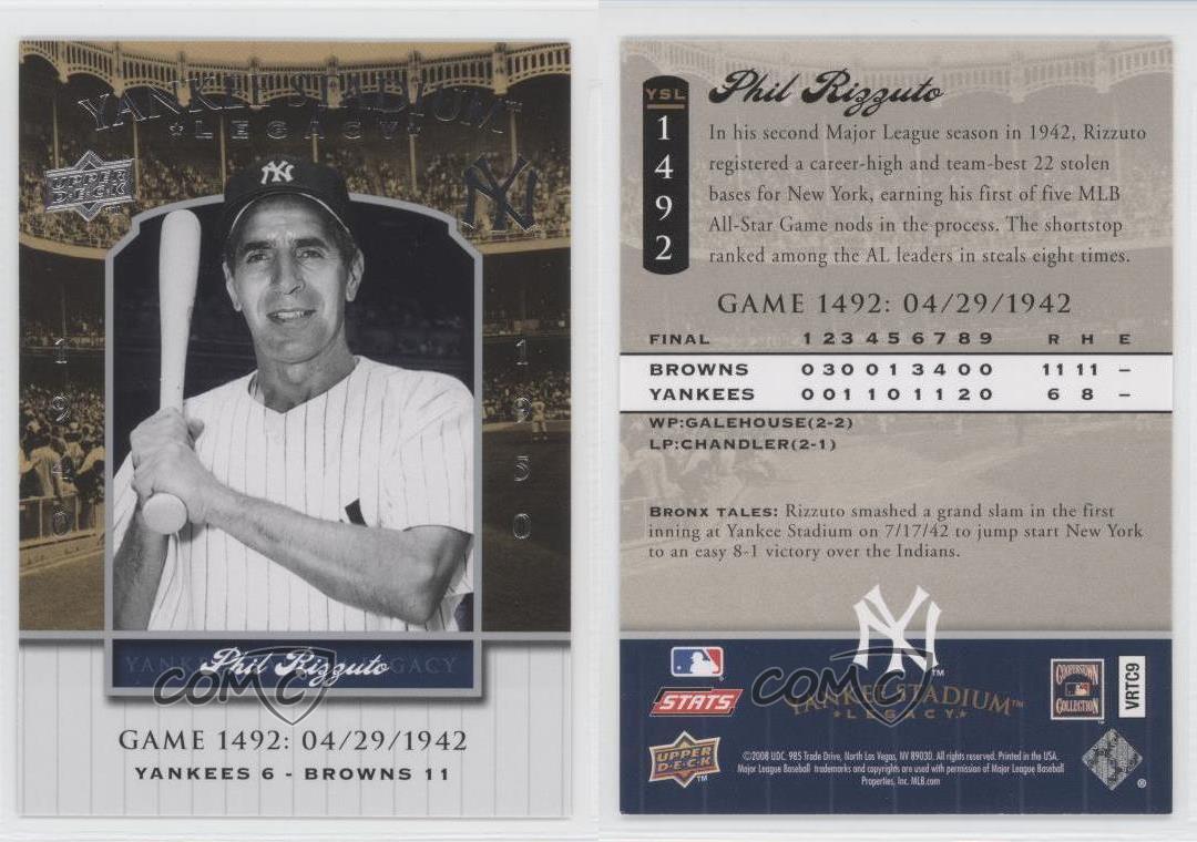2008 Upper Deck Yankee Stadium en ligne Legacy Phil Rizzuto #YSL1492 HOF