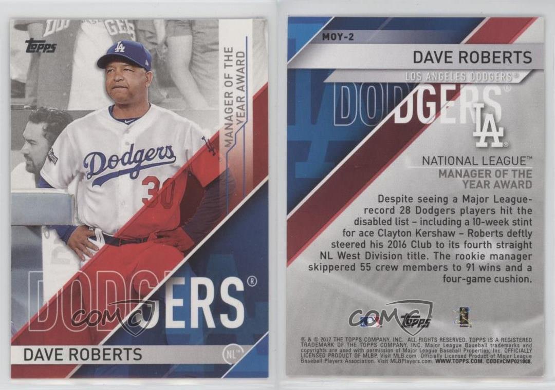 2017 Topps MLB Awards vendita al dettaglio Dave Roberts #MOY-2 - Foto 3 di 6