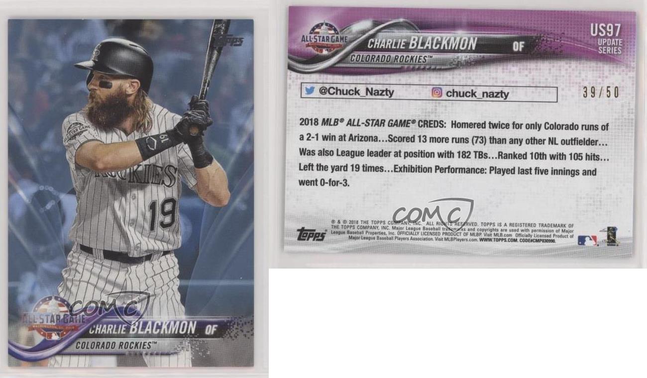 Charlie Blackmon - Rockies #US97 Topps Baseball 2018 Update Series