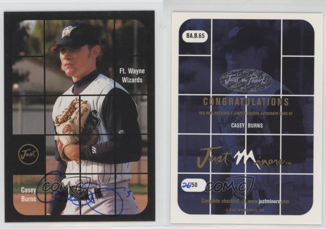 2001 Just Minors Auto Black /50 Casey Burns #BA.B.65 Auto - Foto 3 di 4