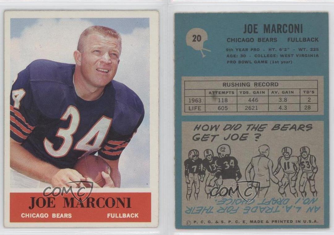 1964 Philadelphia Football Card #20: Joe Marconi