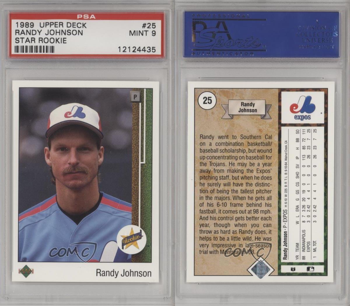 1989 Upper Deck 25 Randy Johnson PSA 9 Montreal Expos RC