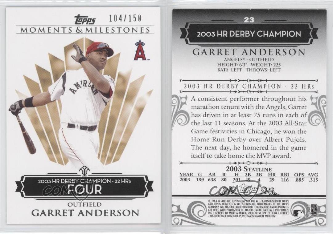 Moments & Milestones 2008/150 Garret Anderson (2003 HR Derby Champion 22 HRs) - Imagen 3 de 3