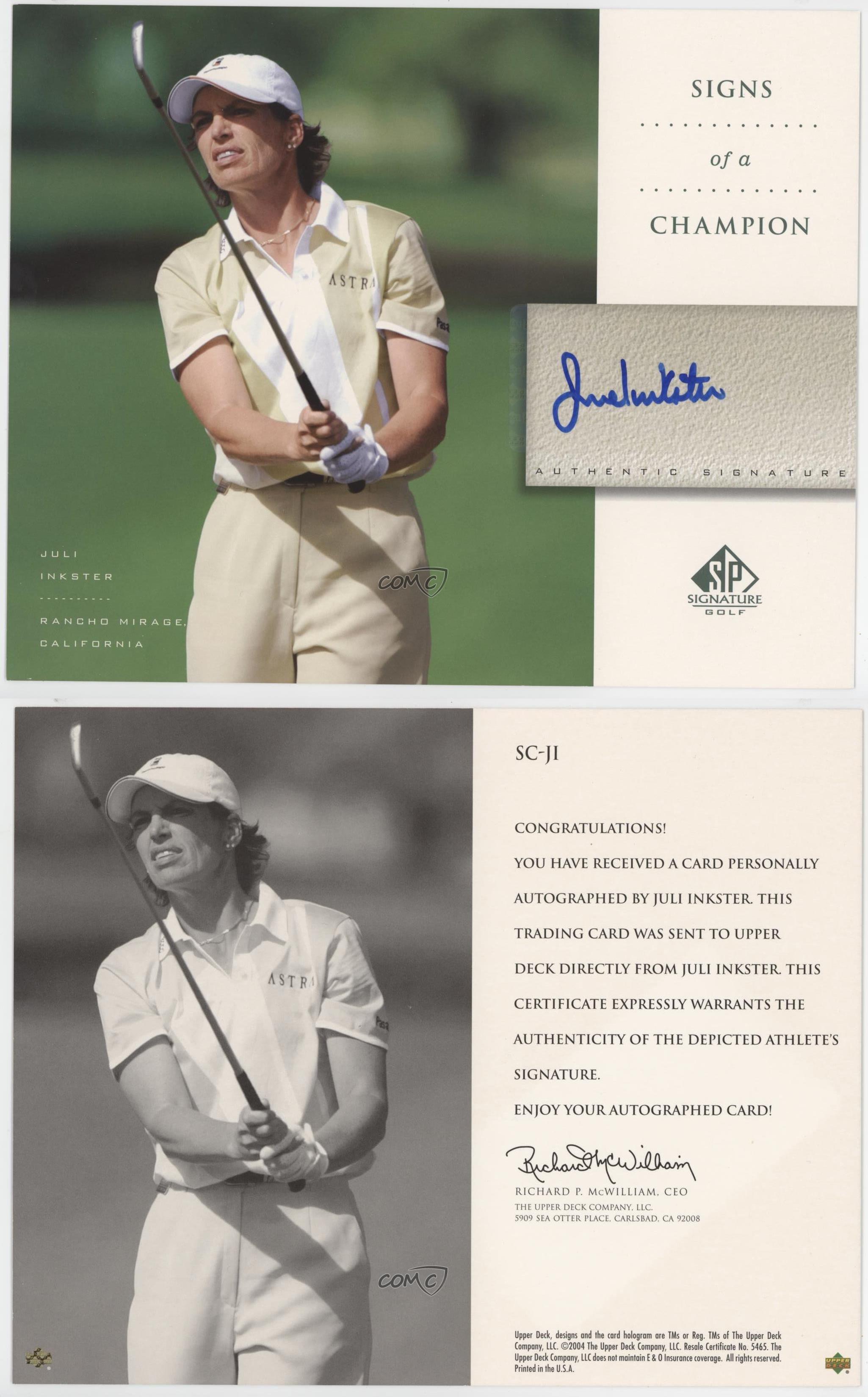 2004 SP Signature Signs of a Champion Juli Inkster #SC-JI automático - Imagen 3 de 3