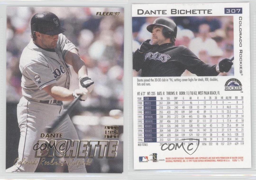  1997 Fleer #307 Dante Bichette NM-MT Colorado Rockies Baseball  : Collectibles & Fine Art