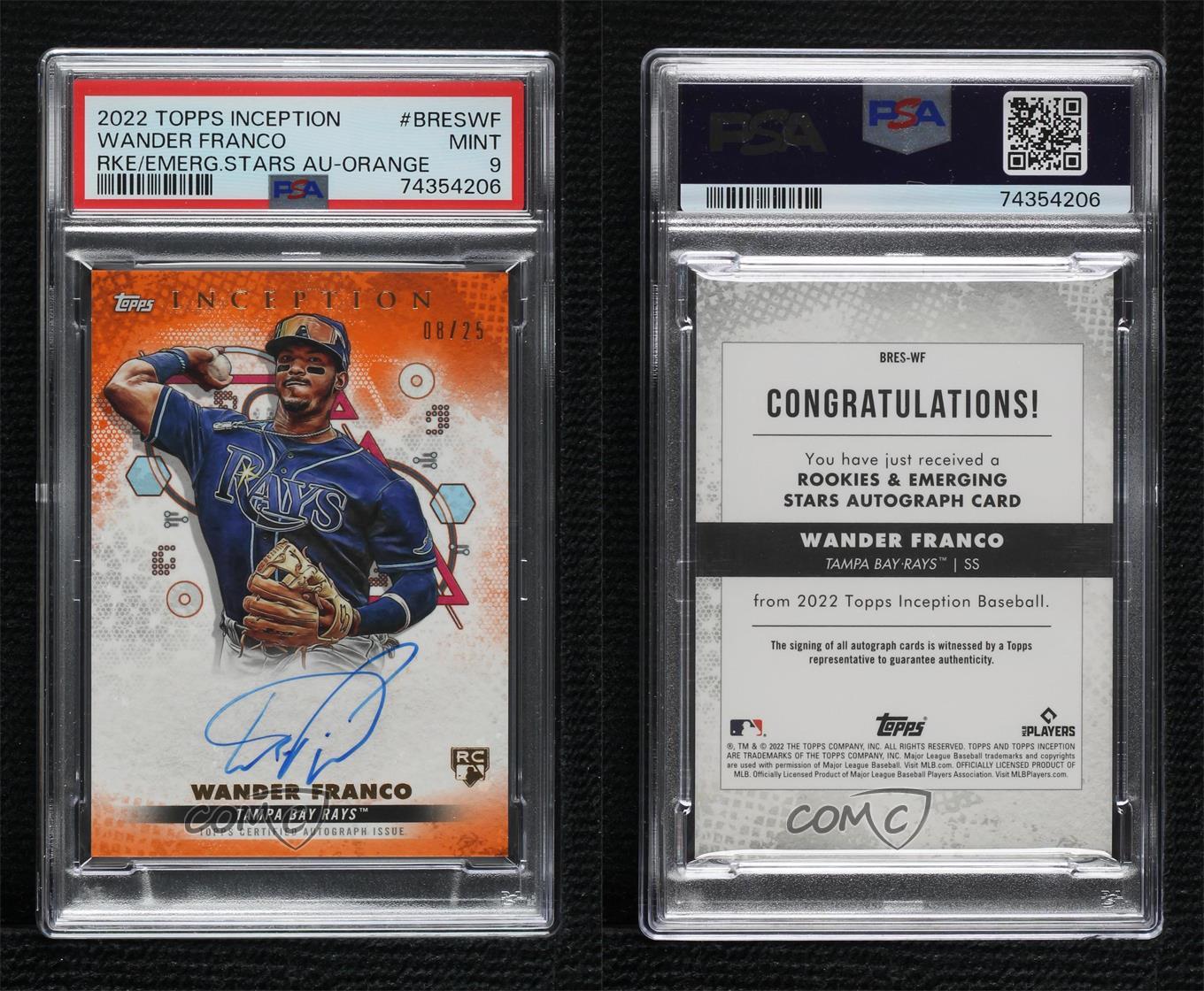 2022 Topps Inception Orange /25 Wander Franco #BRES-WF PSA 9 MINT Auto RC