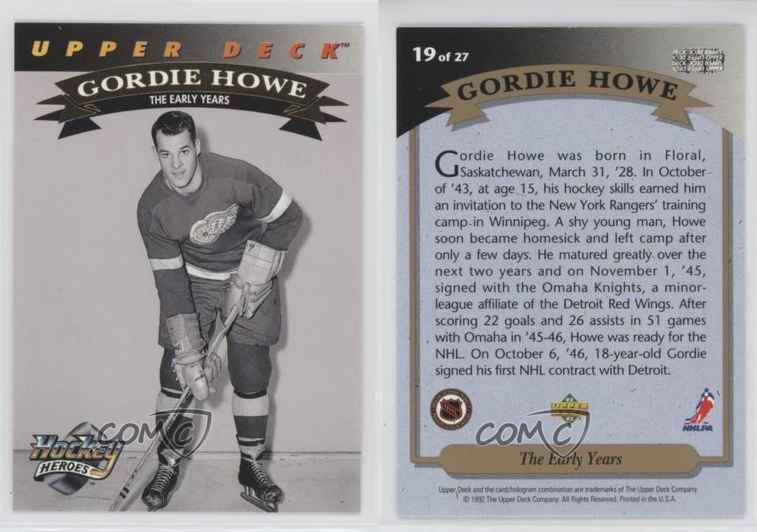 Details about   1992-93 Upper Deck Gordie Howe Heroes InsertsLOT x1U Pick 