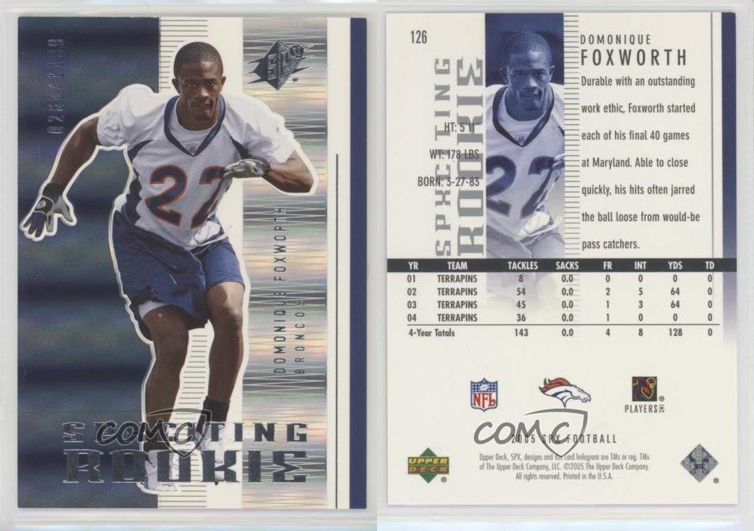 2005 SPx Domonique Foxworth Rookie 188/1199 Denver Broncos #126