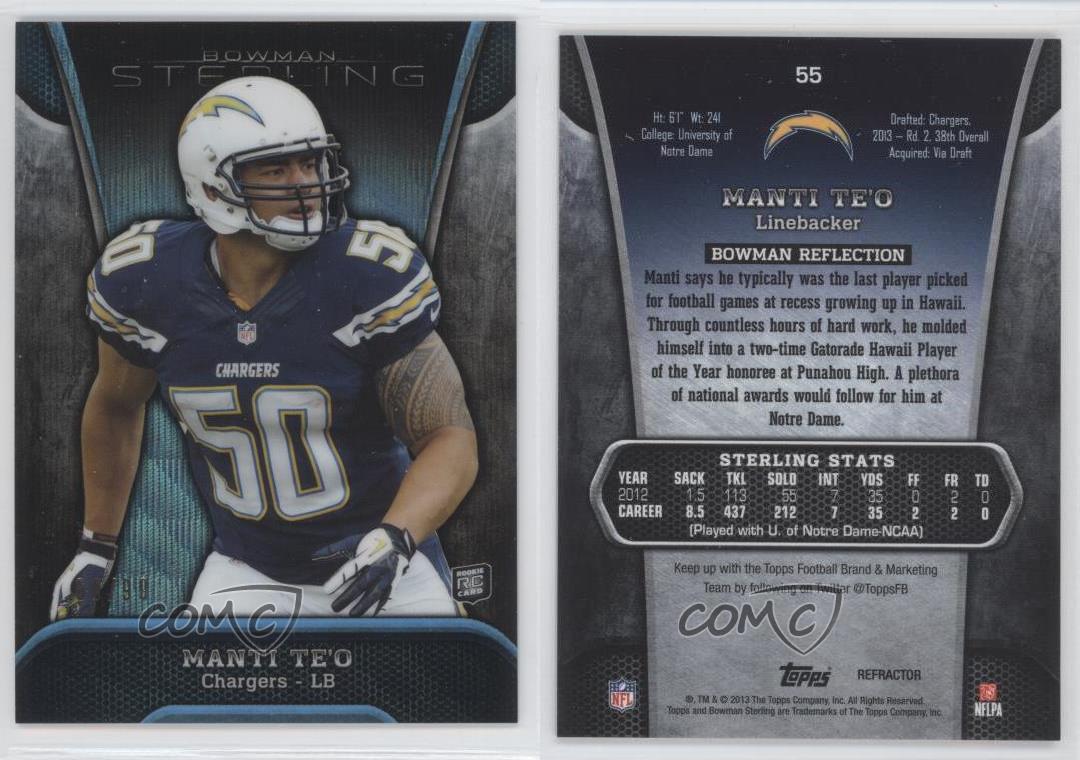 Manti Te'O 2013 Bowman Sterling Rookie RC Jersey 75/1206 Chargers