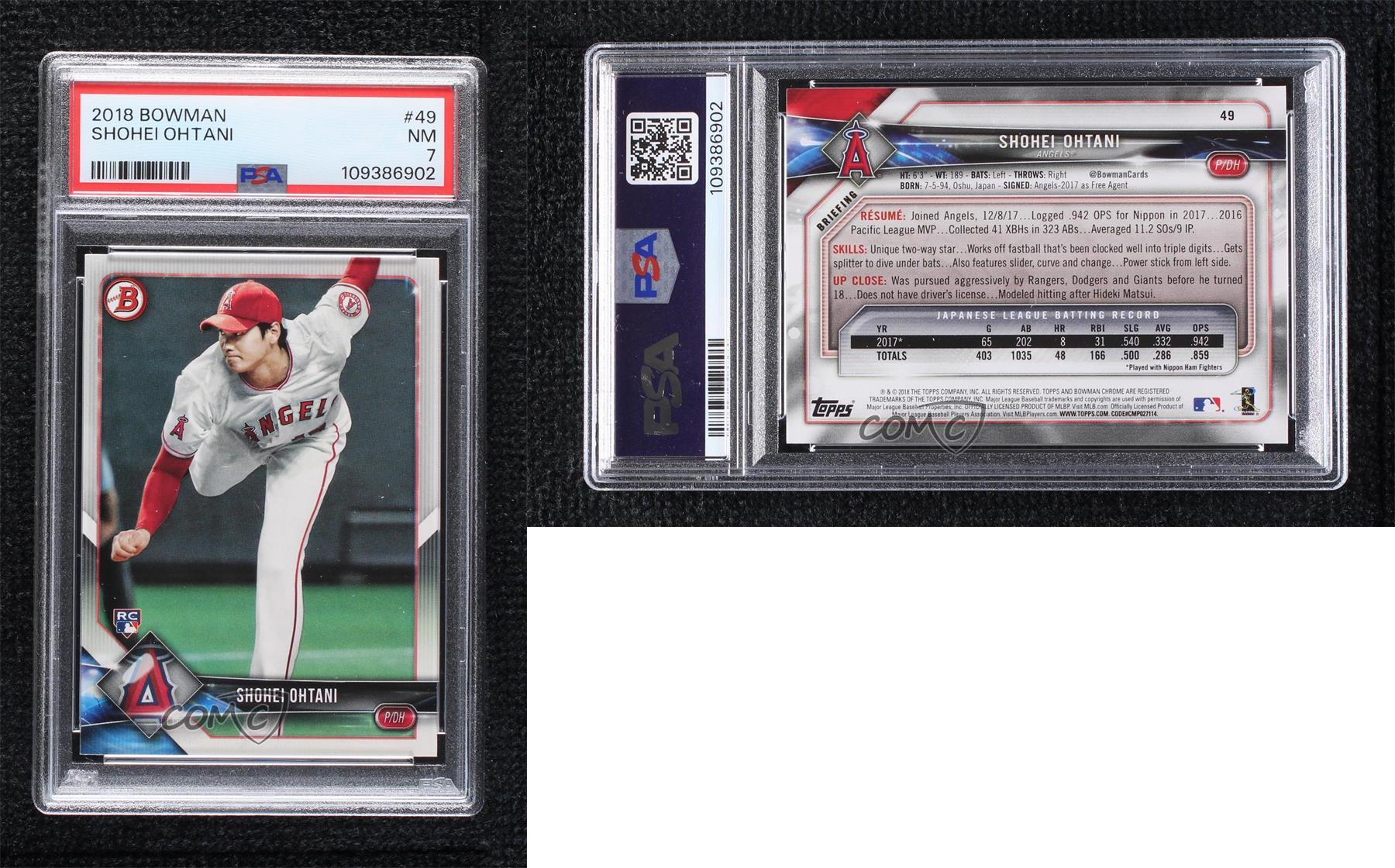 2018 Bowman Shohei Ohtani #49 PSA 7 Rookie RC - Picture 3 of 3