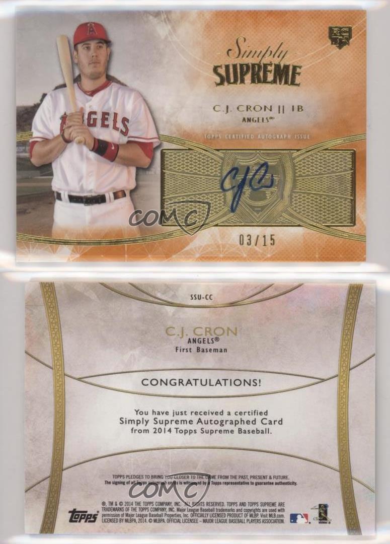 2014 Topps Supreme Simply Orange /15 CJ Cron #SSU-CC Rookie Auto RC