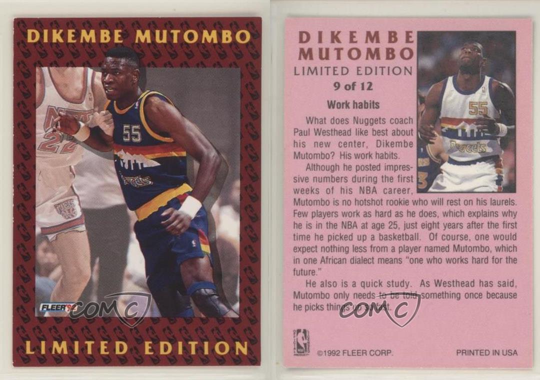 thumbnail 4  - 1991-92 Fleer Dikembe Mutombo Limited Edition Dikembe Mutombo #9 Rookie RC HOF