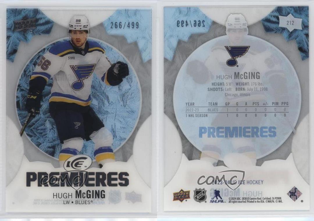 2023-24 Upper Deck Ice Premieres /499 Level 3 Hugh McGing #212 Rookie RC