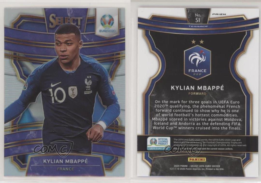 2020 Panini Select UEFA Euro Preview Silver Prizm Kylian Mbappe #51.2